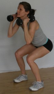 dumbbell squat press start